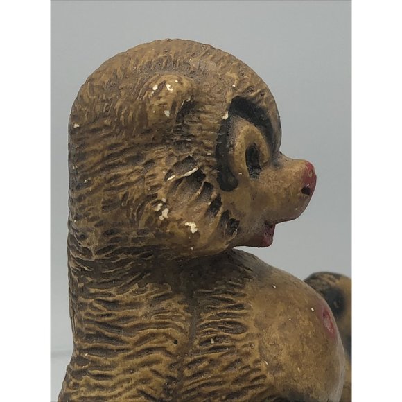 Figurine Panda Bear Ceramic? Red Navel & Nose 2" Reclined Pose Smile Unique - Picture 2 of 12